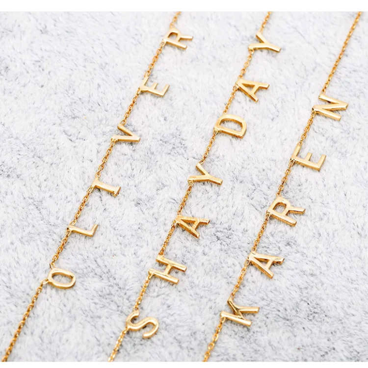 

925 Sterling Silver Custom Name Necklace Gold Plated Jewelry Personalized for Women, Gold/silver/rose gold