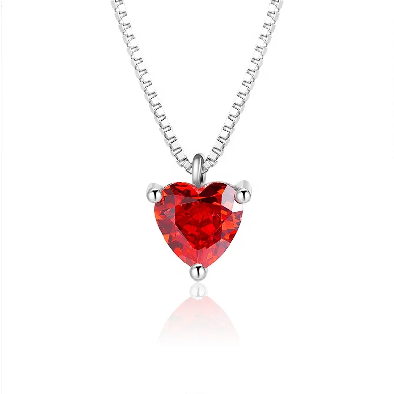 

Wholesale 3A crushed ice cut CZ stone Dainty S925 Small Silver Minimal Heart necklace