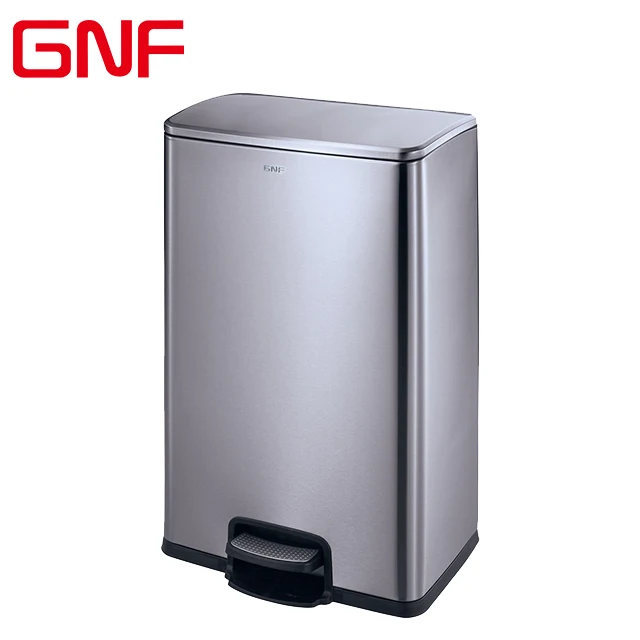 

GNF 40L household rectangle stainless steel foot pedal bin kitchen trash can