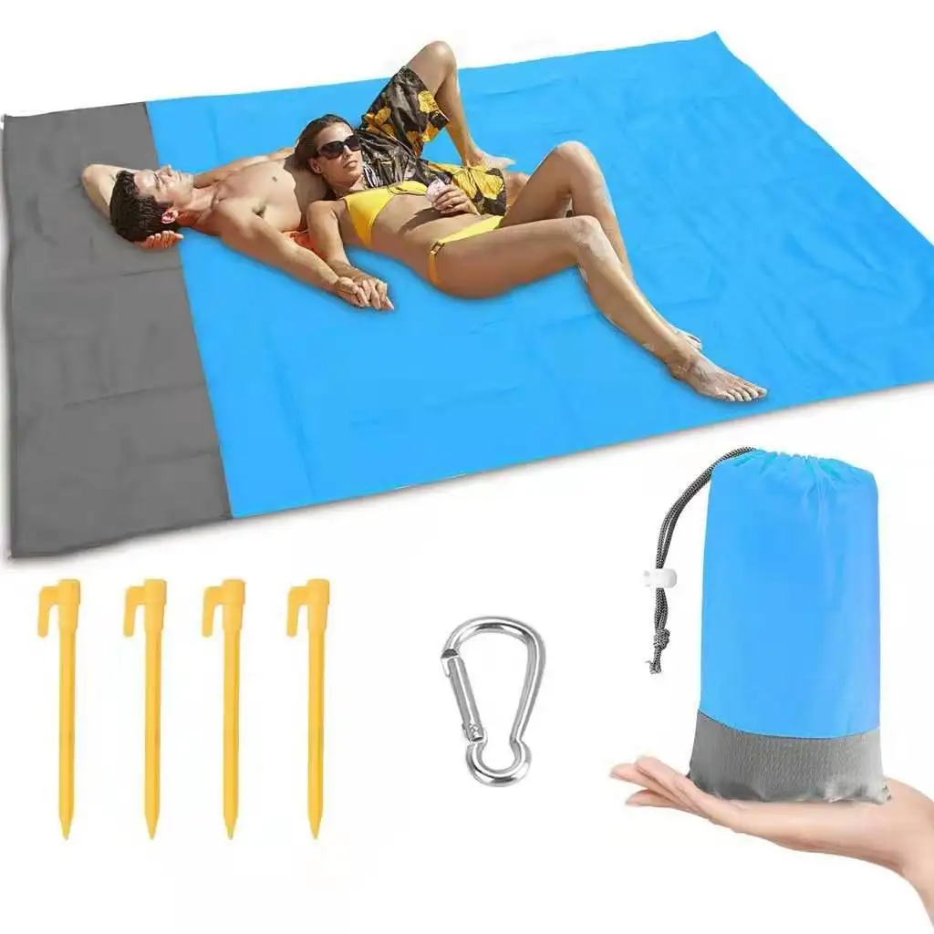 

Outdoor Portable Lightweight Waterproof Sandfree Beach Pocket Blanket Folding Sand Proof Beach Mat For Camping Hiking