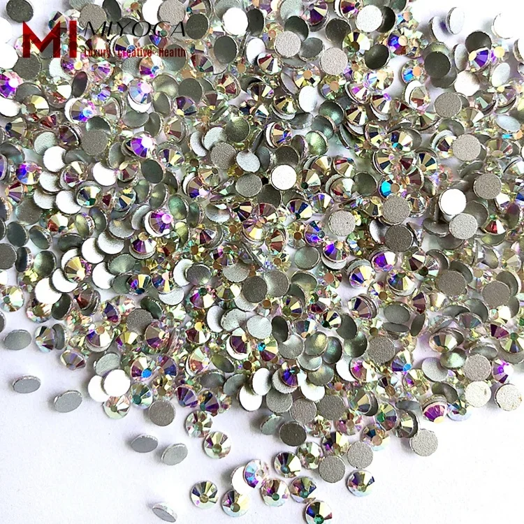 

MIYOCA 1440 Pieces Clear Nail Crystal AB Crystal Flatback Glass Nail Art Rhinestones Circular Stones for 3D Nails Art Decoration