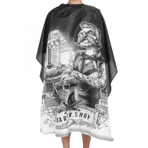 Cheap waterproof custom Black Hairdressing Barber design Hair cutting cape