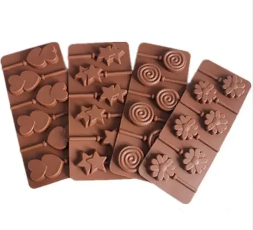 

Hot 6Holes 3D Handmade Chocolate Candy Mold Silicone Lollipop Mold