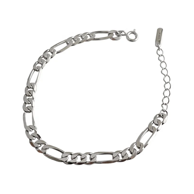 VIANRLA 925 sterling silver chain bracelet women figaro chain bracelet rhodium hand chain bracelet