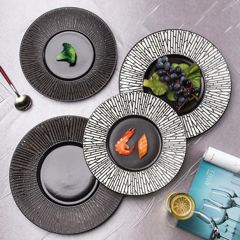 

New arrivalh effect black ceramic sushi plates serving bowl for Fancy steakhouse wholesale ceramic tray, Colorful