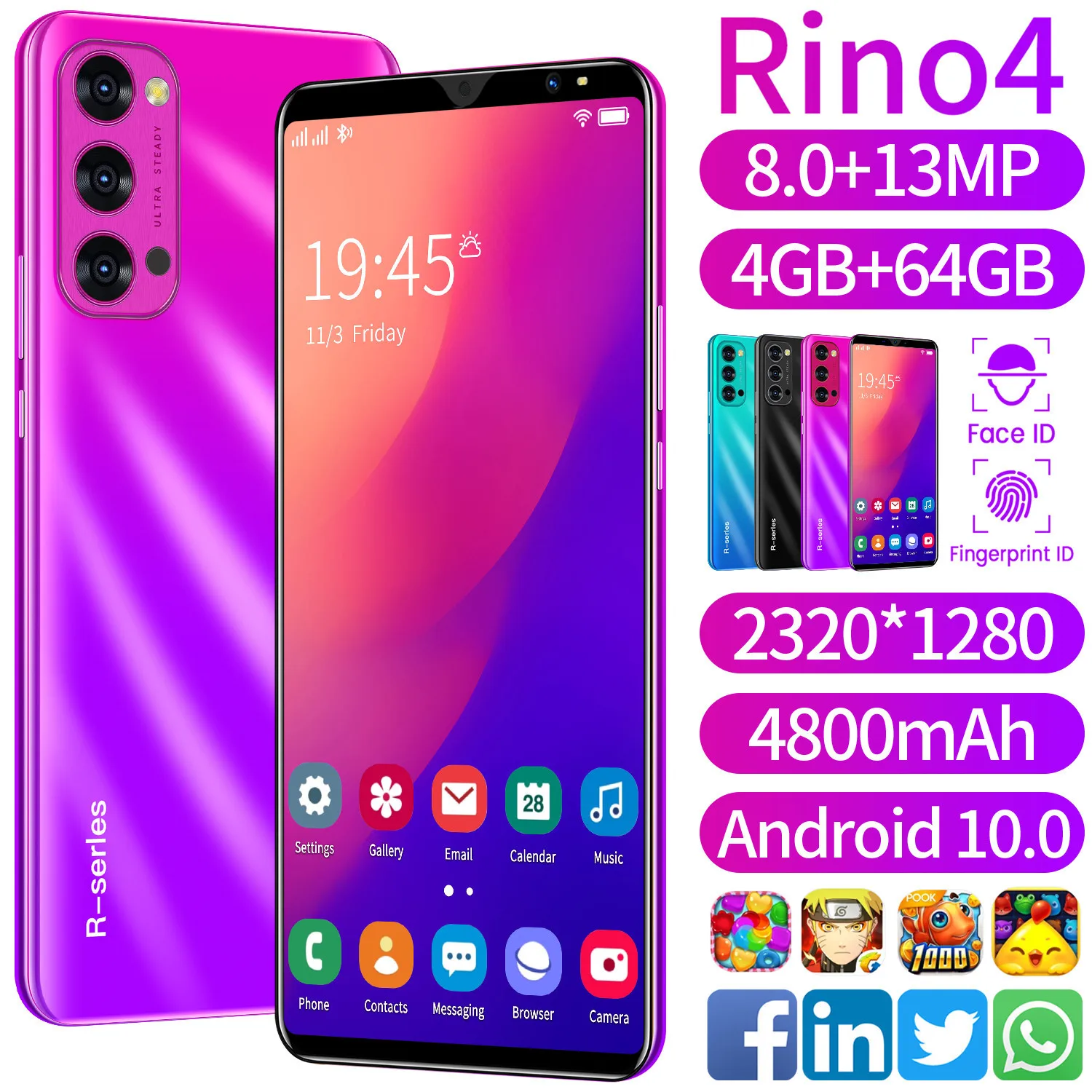 

N21-RINO4 Drop shipping 4G 64GB Android phone Custom cheap price cell smartphone lte mobile phones wholesale