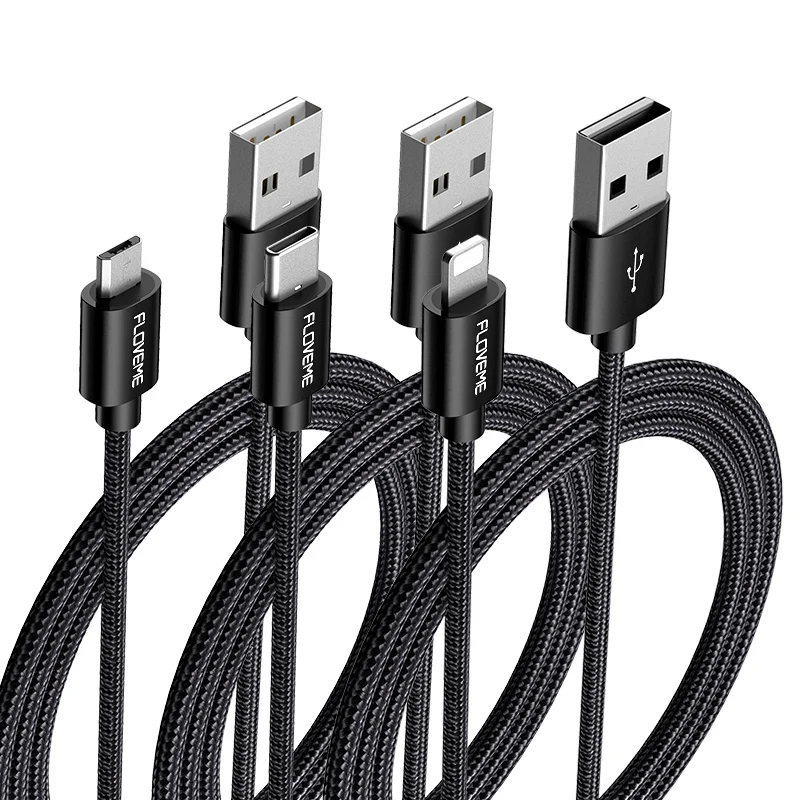 

Free Shipping 1 Sample OK FLOVEME Phone Accessories 3A Fast Charging Nylon for iPhone Charger Data Cable USB Type C Cable