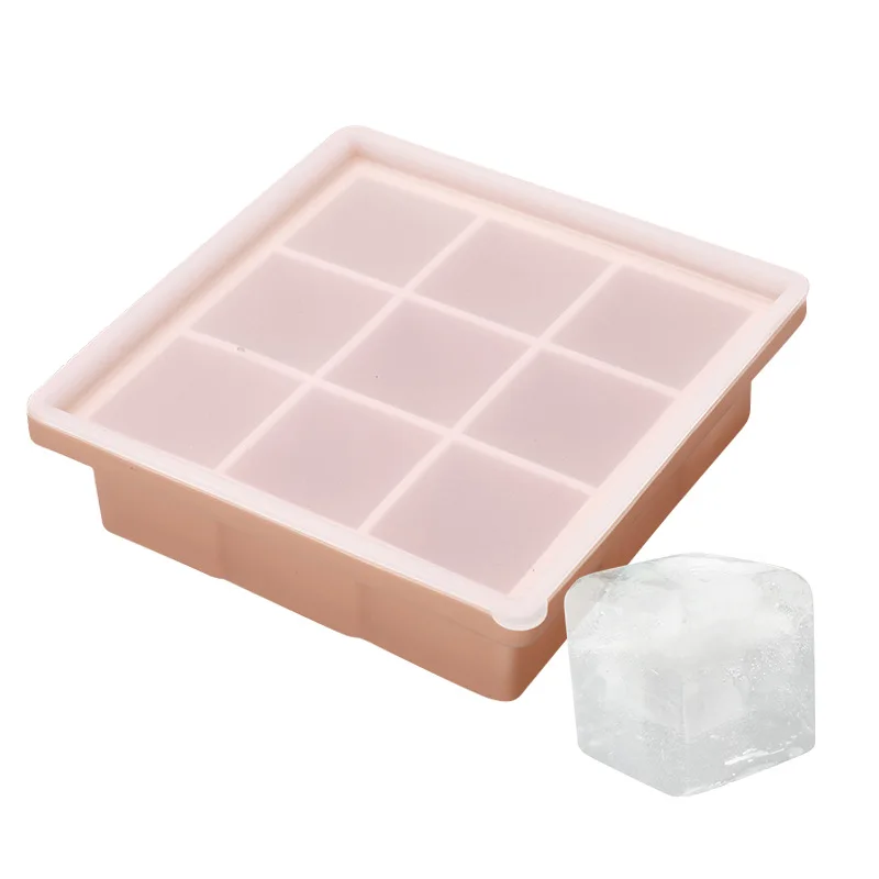 

LOVE'N LV098 9 even ice grid silicone mould Jiugong grid press square food-grade large ice cube mold with lid