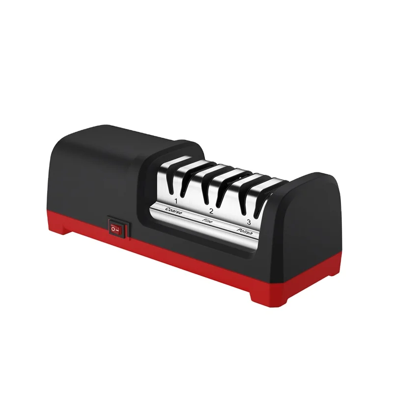 

TAIDEA Top Level TG2101 3 Stages Electric Diamond Steel Kitchen Knife Sharpener, Black and red