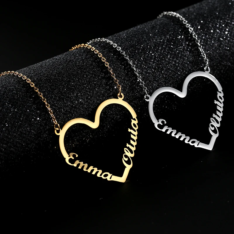 

Women Simple Love Heart Pendant Necklaces Custom Hearts Gold Plated Link Necklace