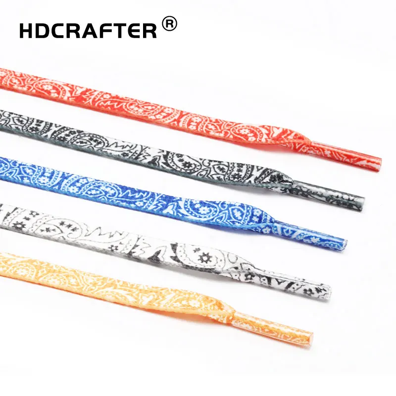 

HDCRAFTER Manufacturer wholesale 8mm creative color polyester flat shoelaces cashew flower shoelaces, Picture color