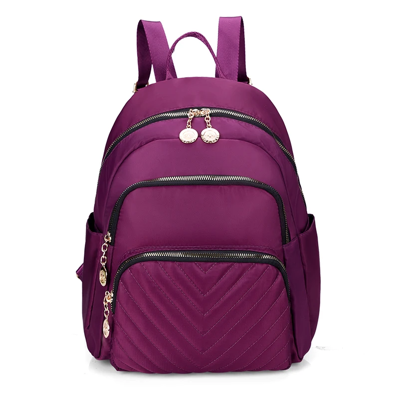 

No MOQ Custom Made Purple Nylon High School Students University Girls Travel Many Compartments Backpack, As picture or as your request