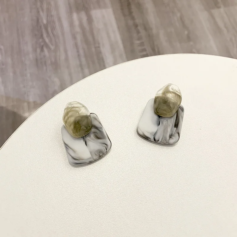 

New Arrival Korean Druzy Stud Earring Women Jewelry Personalized Acrylic Earrings, As picture