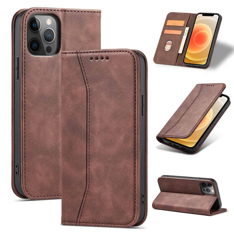 

Best Seller for iPhone 12 Case Mobile Covers Pouch Bags Accessories for VIVO V20 Se Y20 Wallet Case for Realme 7i 7pro C17 Cover, Black brown red blue coffee