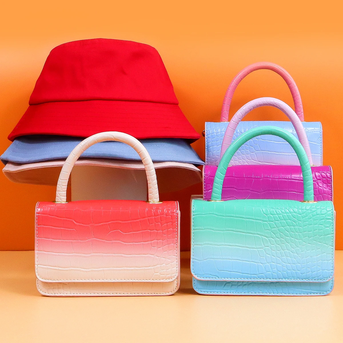 

Fashion ladies casual shopping bag shoulder bag women's purse set PU tote bag and hat set, 8 colors