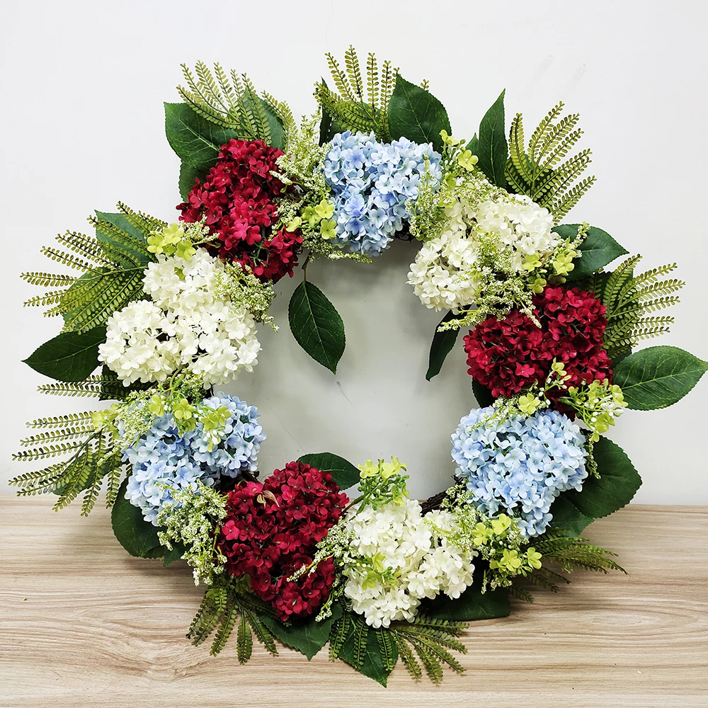 

New Arrivals 22'' Flower Wreath Decorative Flowers & Wreaths Wedding Wall Backdrop Silk Artificial Hydrangea Wreath, Mixed color