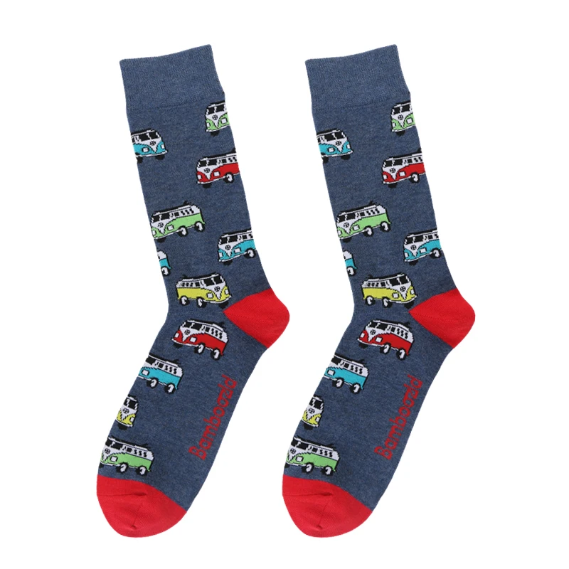 

China wholesale cotton bamboo fashion dress men funny men socks, Blue