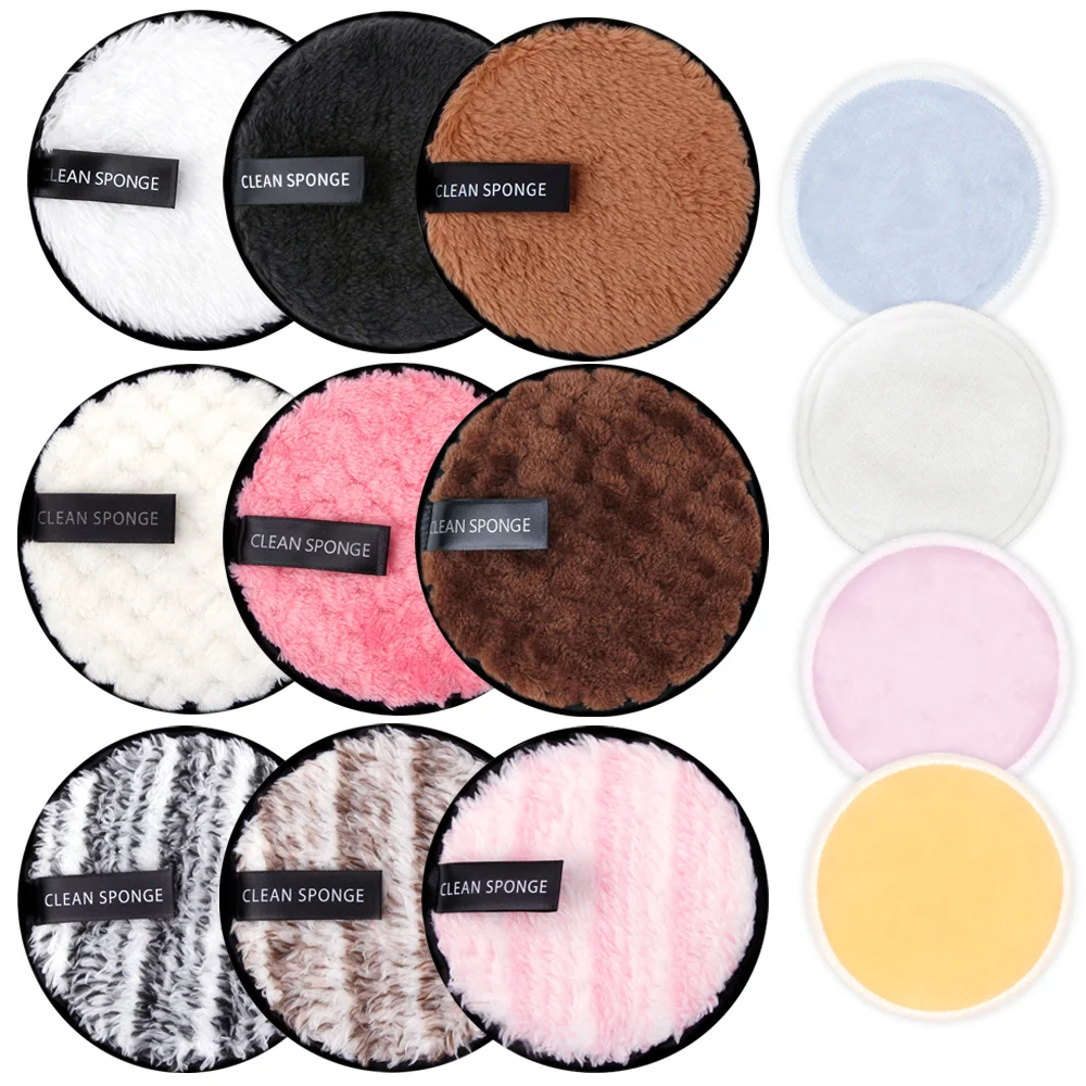 

3/4/8Pcs Cloth Reusable Makeup Pads Washable Cleansing Cotton Face Cleaning Make Up Remover Towel Cosmetic Puff