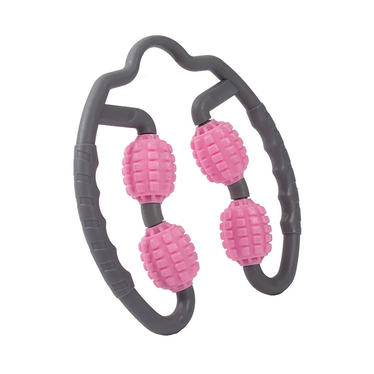 

4 Point Ball Handle Thin Legs Ring Muscle Massage Stick, Pink,purple