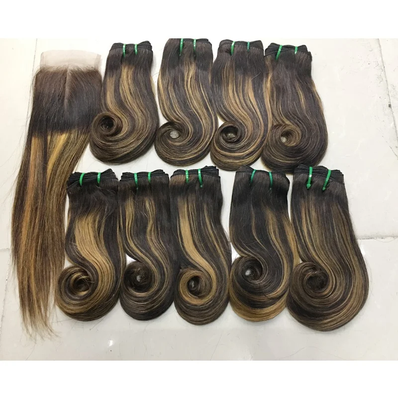 

Top Quality Full Tip Virgin Malaysian Hair Bundles Fumi Hair Super Double Drawn Quality Curve Straight Piano Color