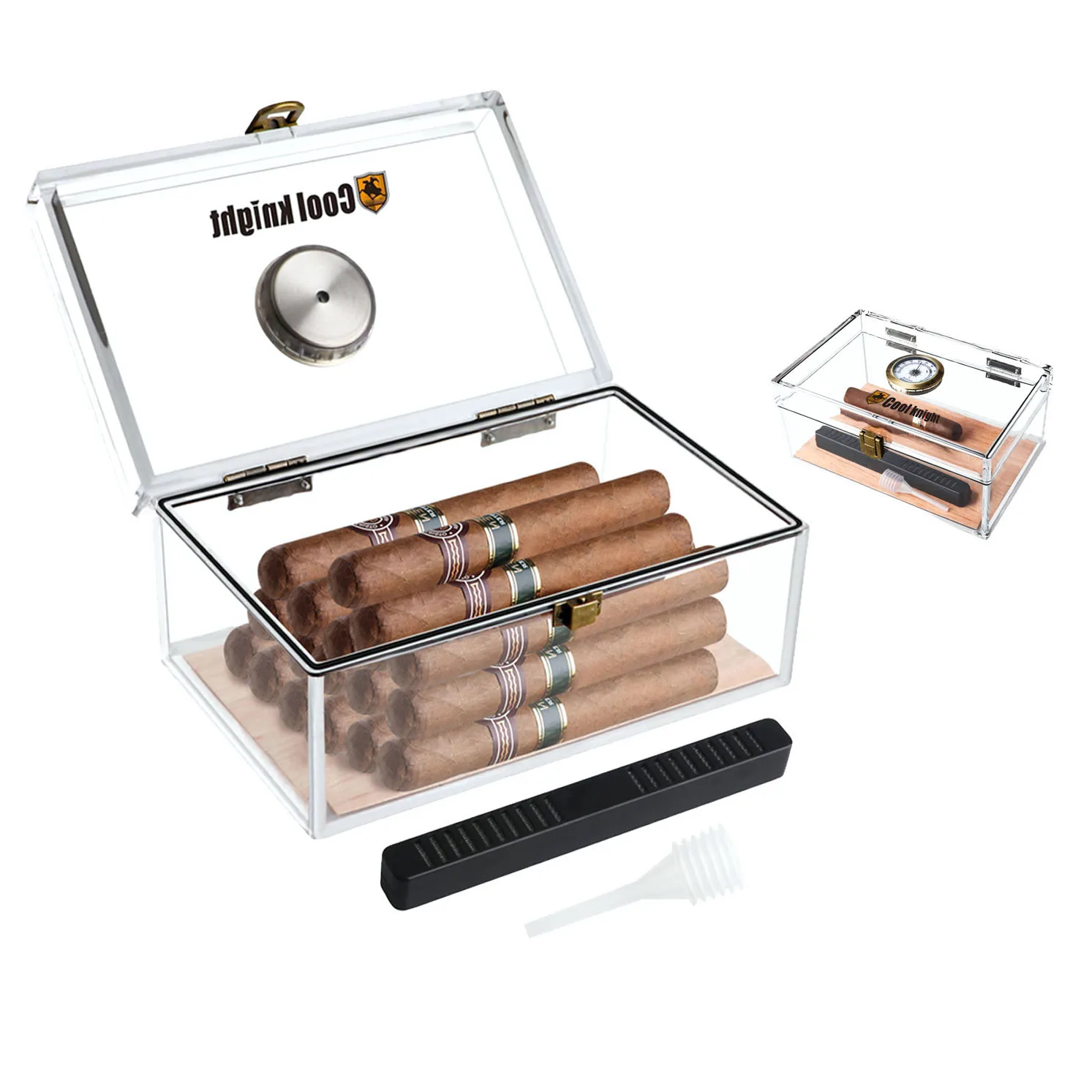 

Unique Cigar Case Travel Transparent Cigar Humidor Box with Humidifier and Hygrometer For Storage Cigars