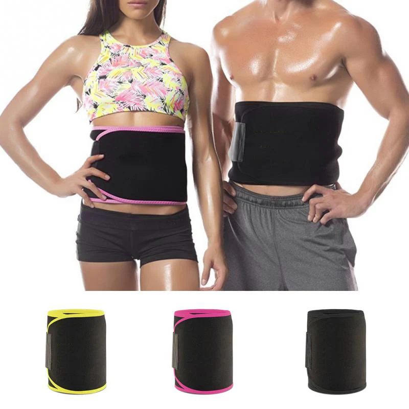 

High Quality Adjustable Slimming Waist Trimmer Fitness Sauna Wrap Band Stomach Weight Loss Sweat Belt For Men Women, Pink, black