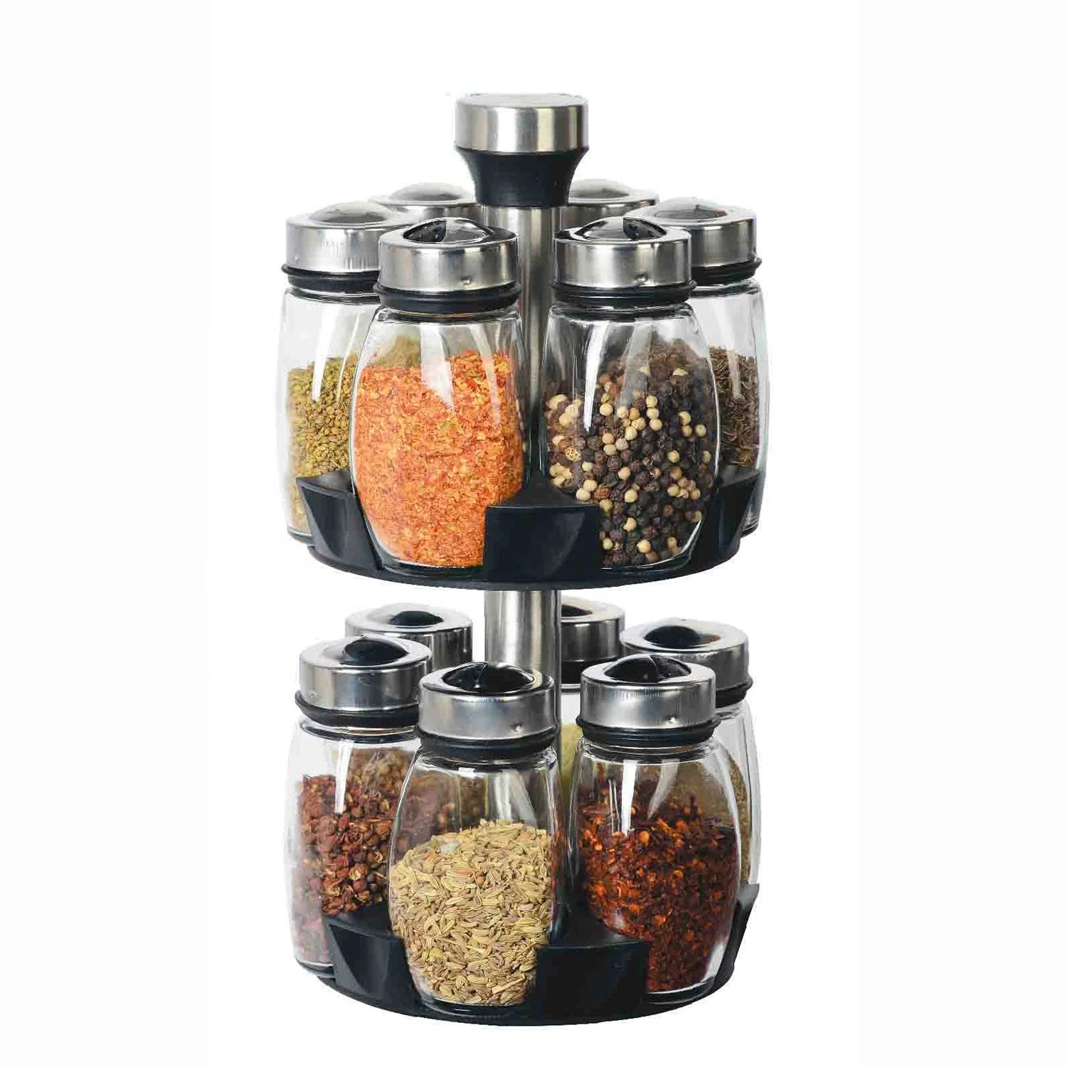 

12pcs 120ML 4oz glass spice kitchen storage jar with rotating rack container set, Customized color
