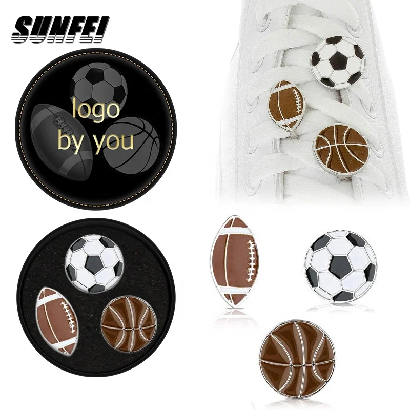 

SunFei New design Zinc alloy shoe charms lace accessories custom Ball style shoelace lock dubraes decoration