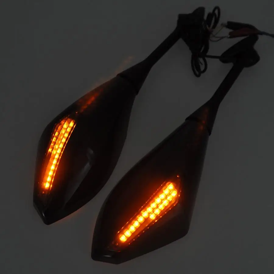 Black Rear View Side Mirrors LED Turn Signals Fits For Honda CBR600RR CBR1000RR CBR250R CBR500R ZX-6R for SUZUKI GSX-R750 600