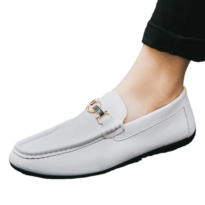 

Men Slip on Loafers Shoes Casual Walking Driving Shoes, White/black