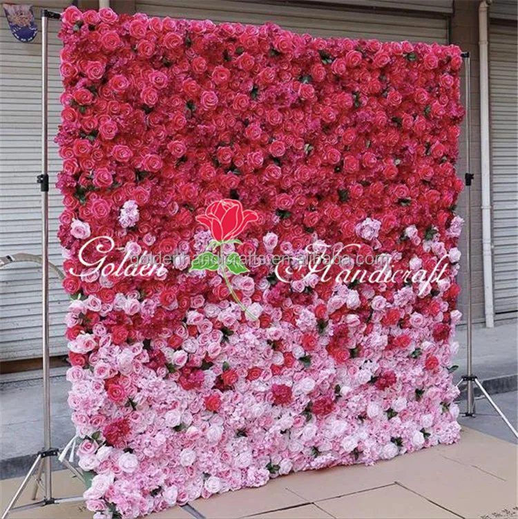 

QSLH Ti28 2022 new design wall of flower flower wall fabric back artificial flower wall for wedding decor
