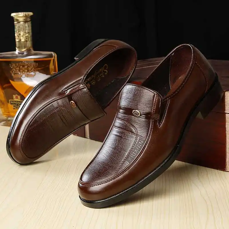 

Men Leather Formal Business Shoes Male Office Work Flat Shoes Oxford Breathable Party Wedding Anniversary Shoes 2021Newest