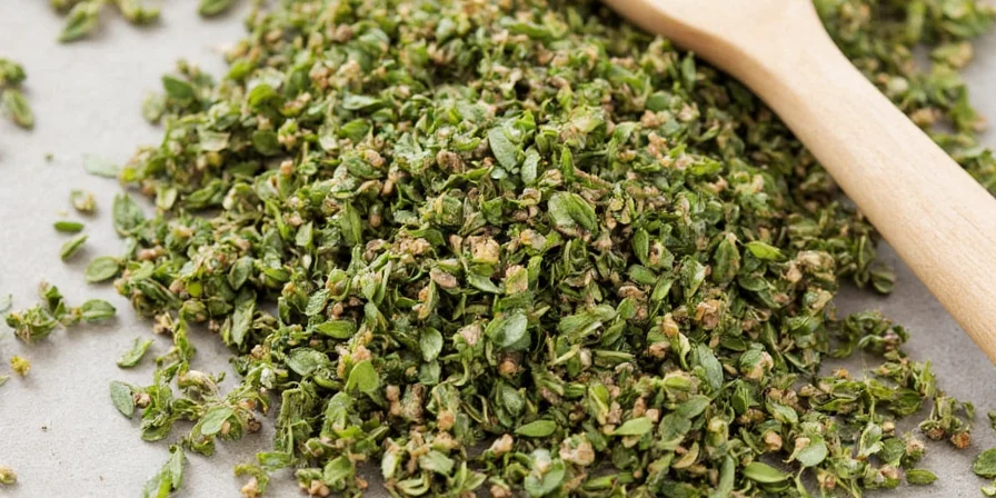 Pizza topped with fresh oregano