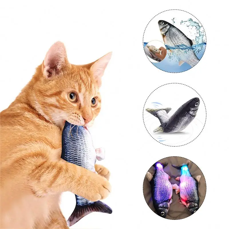 

CWW Plush Interactive Cat Toy Realistic Plush Simulation Electric Roast Fish Cat Toy Realistic Electronic Wigger Lingyu