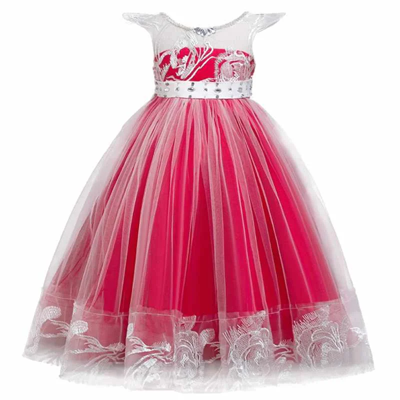 

Children's dress puffy gauze princess dress long lace performance clothing girls' dress performance children's clothing