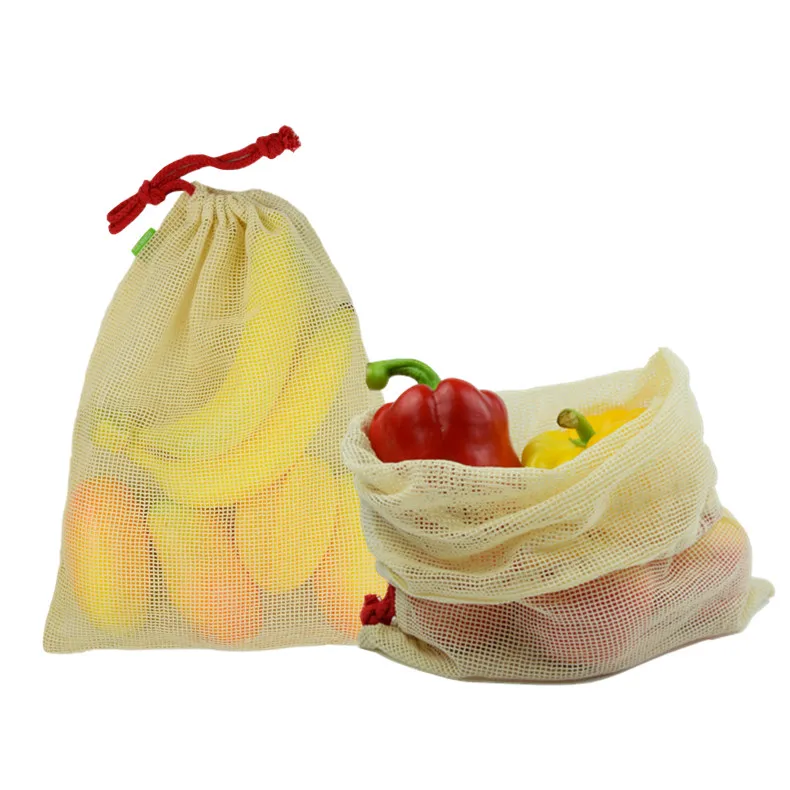 

shopping reusable produce organic cotton mesh drawstring bag, Customized color
