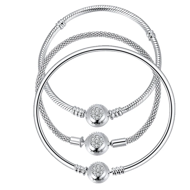 

RINNTIN CBB Factory wholesale Silver Chrams Bracelet with Silver Clasp Women's Bracelet & Bangle