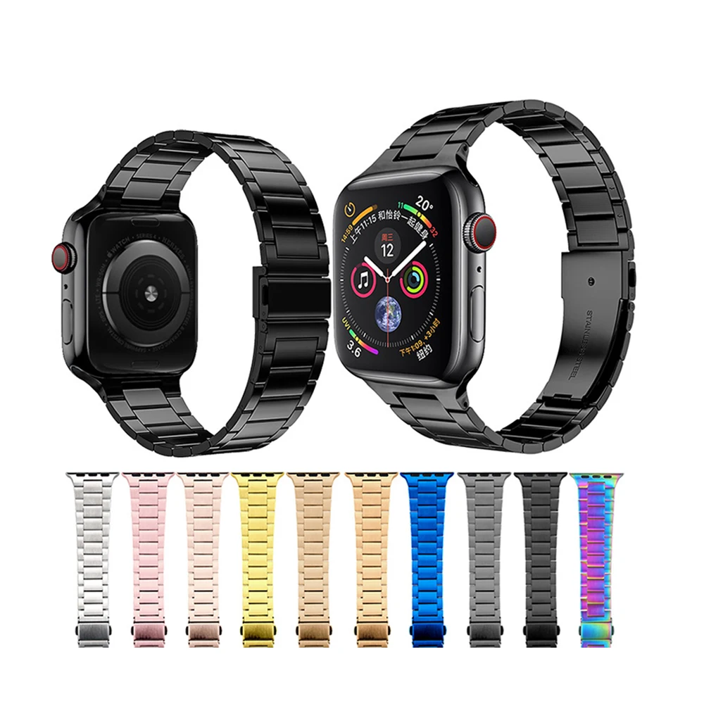 

Luxury Stainless Steel Metal Slim Bracelet Smart Watch Band For Apple Watch Strap 38 42 40 44mm