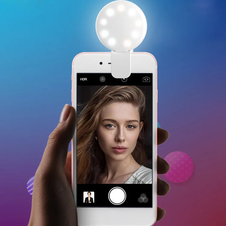 

2020 Wholesale Mini Portable Ringlight Rechargeable Cell Phone Clip Lighting Fill Lamp LED Selfie Ring Light Aro De Luz, Pink,black,white,blue