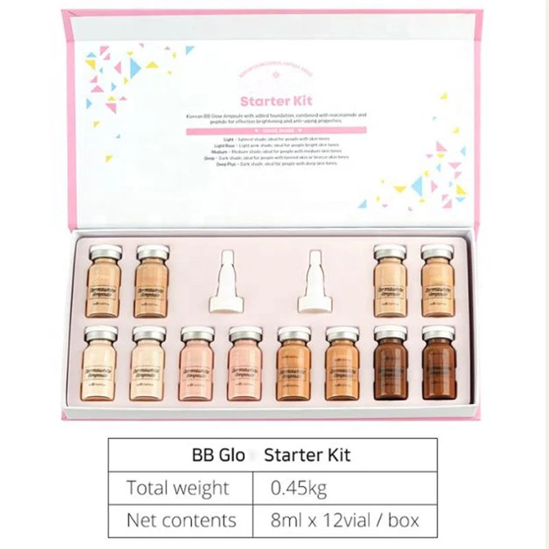 

12 vials Korean Cosmetic Dermawhite BB Cream Glow Behandling Starter Kit Stayve Liquid Foundation For Skin Whitening Brightening