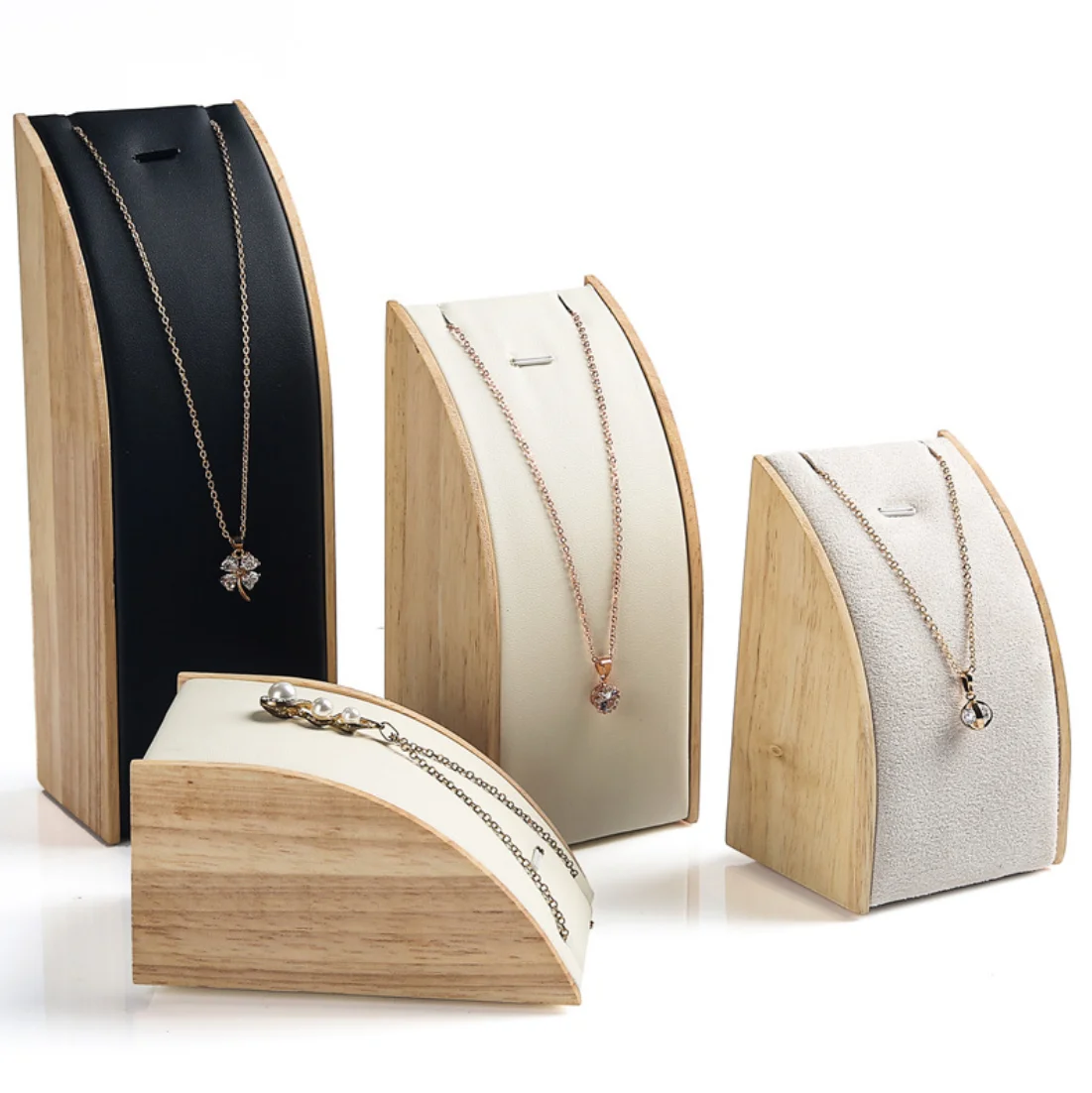 

Solid Wood Long Chain Necklace Pendant Bracelet Stand Retail Store Display Necklace Stand, Kahqi/black/white