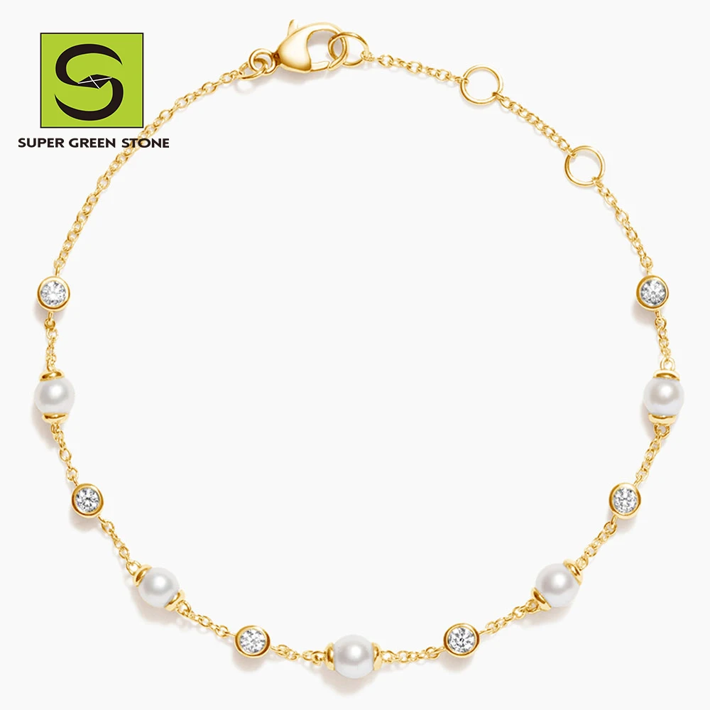 

SuperGS SGSB005 14k Gold Wholesale White Gold Tennis Lab Grown Fashion Women Chain Jewelry White Gold Diamond Bracelet