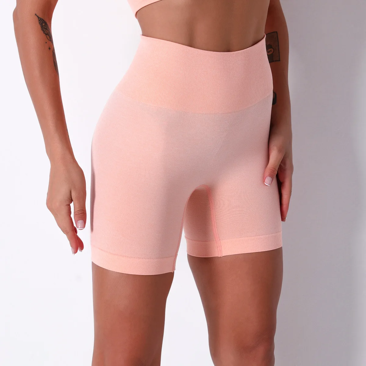 

Women Solid Seamless Plain Simple Style High Waist Outdoor Biker Yoga Running Gym Fitness Sports Shorts Short Leggings