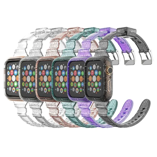 

TPU Glitter Smart Watch Sport Straps Fashion Clear Watch Band for i watch 38 40 42 44mm Smartwatch Band