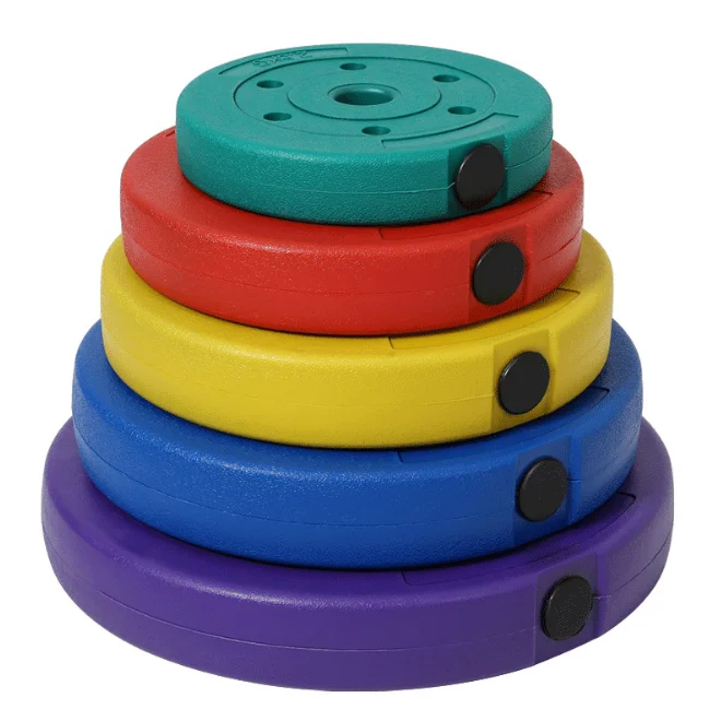 

OEM LOGO ABS Material 5KG 10KG 20KG 25KG Colorful Rubber Cast Iron Standard Barbell Bumper Weight Plates, Black/blue