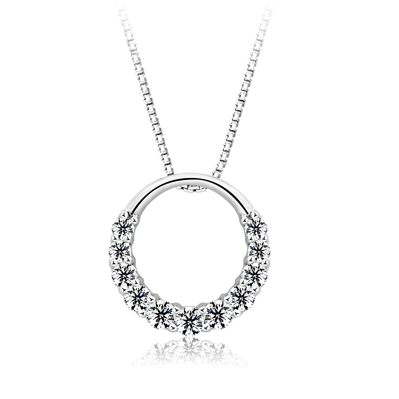 

925 Sterling Silver Statement Women Jewelry, Custom Set Cubic Zirconia Sterling Silver Circle Pendant Necklace