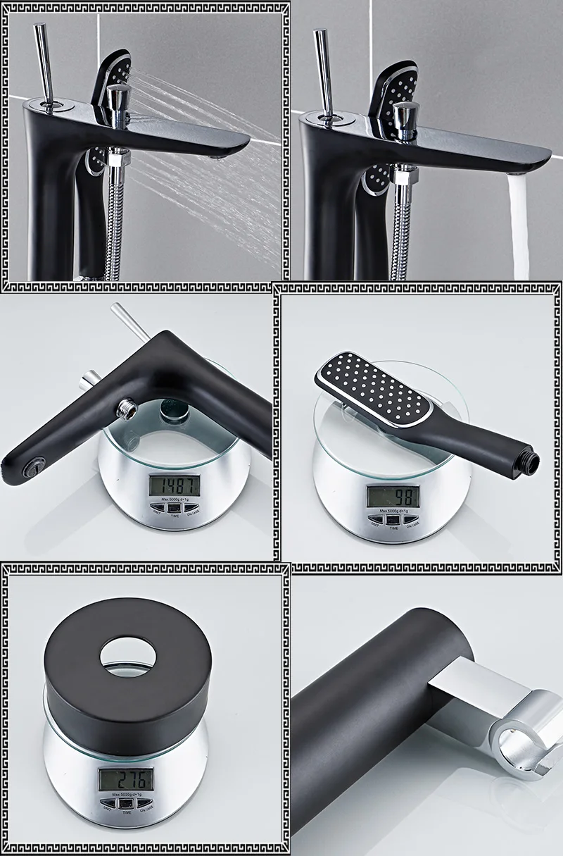 Free Standing Clawfoot Bath Tub Filler Faucet Hand Shower Floor Mount Bathroom faucet