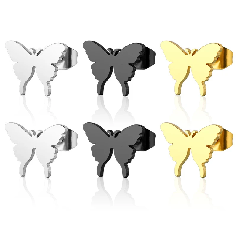 

Korean version of the new exquisite titanium steel stainless steel butterfly earrings fashion simple and atmospheric female earr