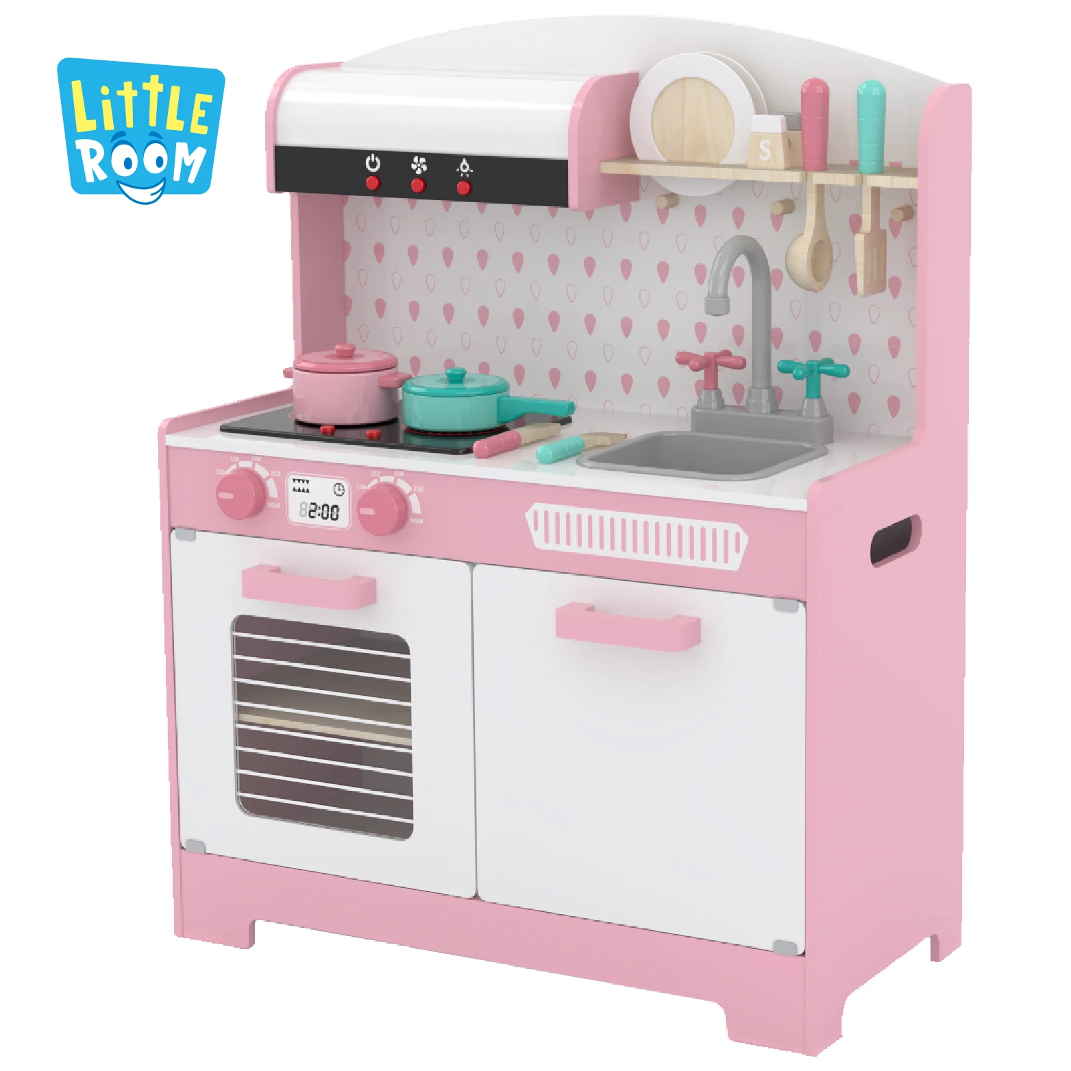 
Hot Selling Custom Toddler Pretend Cooking Pretend Role Play Set Kids Wooden Kitchen Toys With Sounds Light  (62048769684)