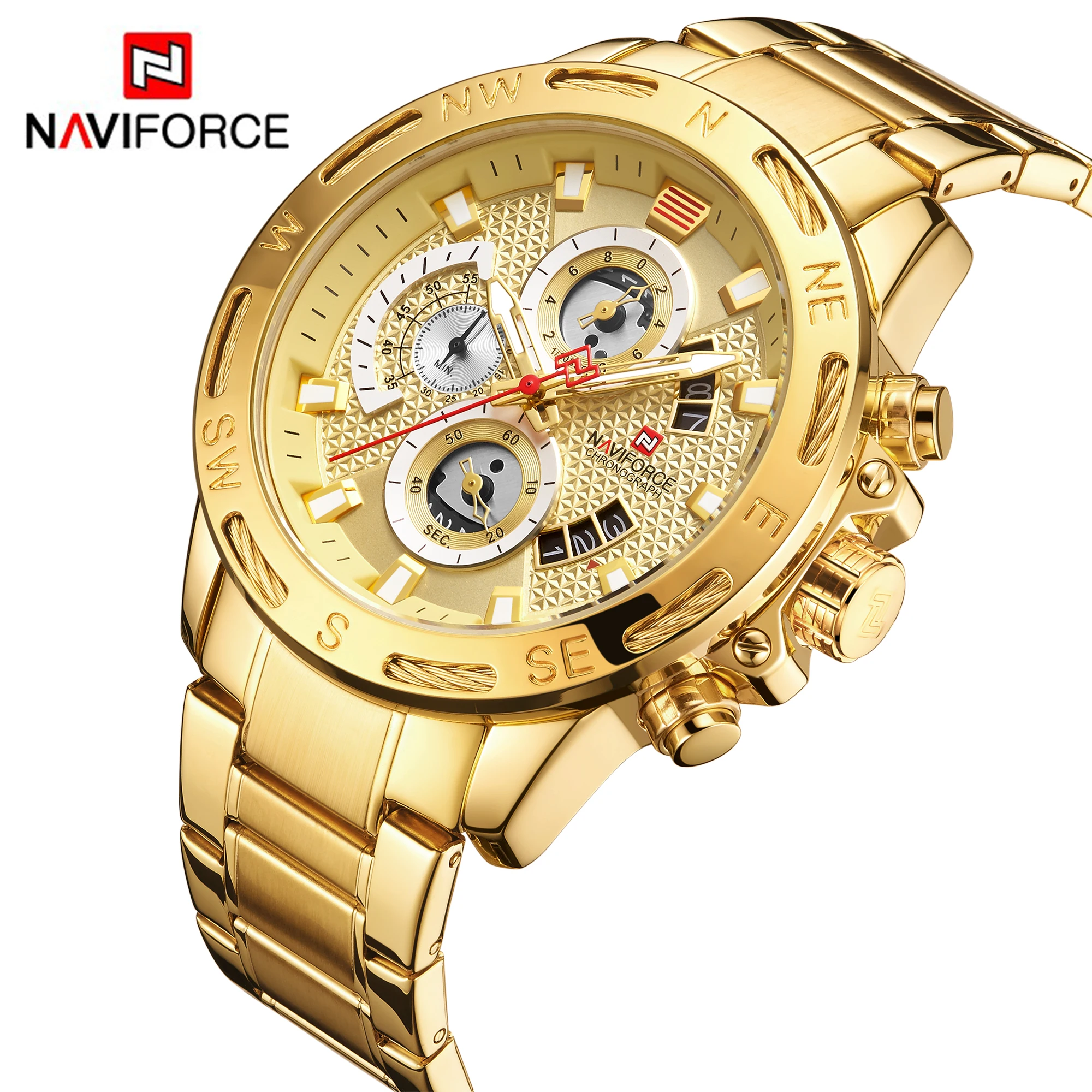 

Promotion NAVIFORCE 9165 Men watches waterproof stainless steel chronograph military clock wrist watch relogio masculino